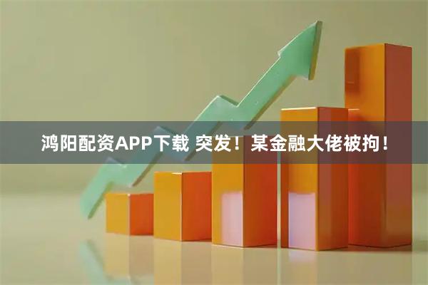 鸿阳配资APP下载 突发！某金融大佬被拘！